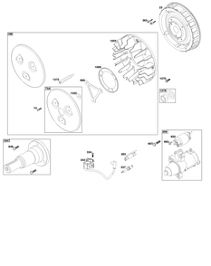 Flywheel, Ignition, And Starter Group Diagram and Parts List for 61E377-0054-J1 400000 - 699999 Briggs and Stratton Engine